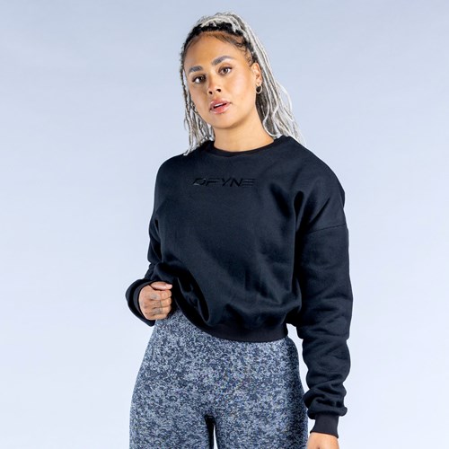 DFYNE Luxe Revive Crop Pullover Schwarz | 406-BOUMWS