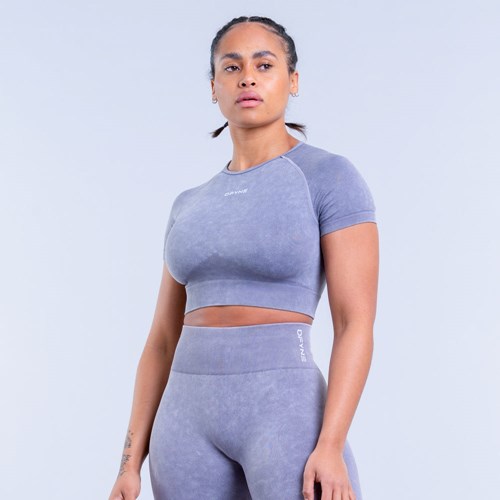 DFYNE Valkyrie Acid Wash Crop Top Grau | 481-PFKJHQ