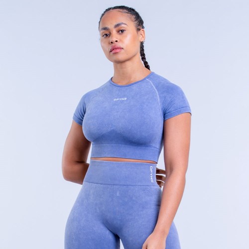 DFYNE Valkyrie Acid Wash Crop Top Tiefesblau | 846-VQMYSF